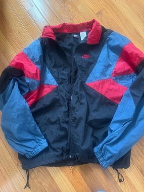 Nike Black, Blue & Red Colorblock Windbreaker Jacket